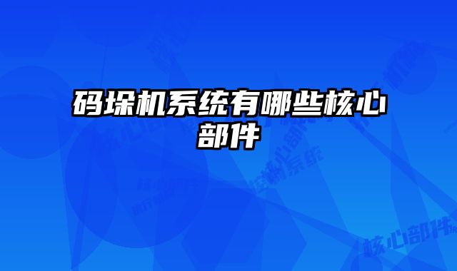 碼垛機系統(tǒng)有哪些核心部件