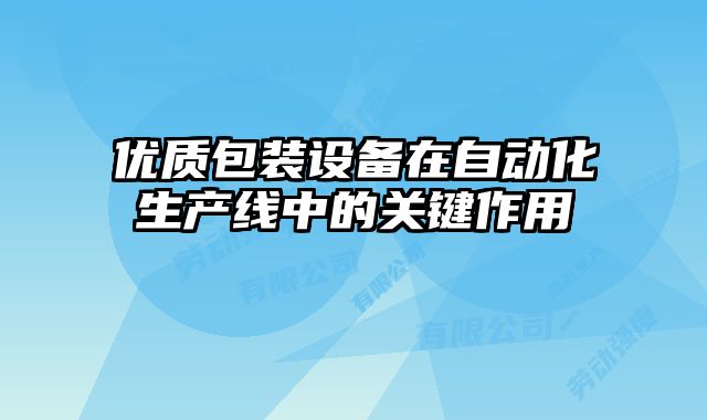 優(yōu)質(zhì)包裝設(shè)備在自動化生產(chǎn)線中的關(guān)鍵作用